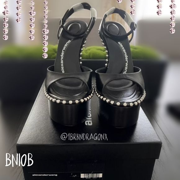 NWT Crystal Studded Platform Heels Open Toe Embellished Ankle Strap Luxury Heel - Picture 7 of 16